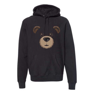 Bear Face Halloween Costume Brown Bear Animal Premium Hoodie