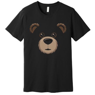 Bear Face Halloween Costume Brown Bear Animal Premium T-Shirt