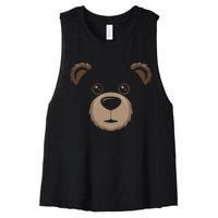 Bear Face Halloween Costume Brown Bear Animal Women's Racerback Cropped Tank