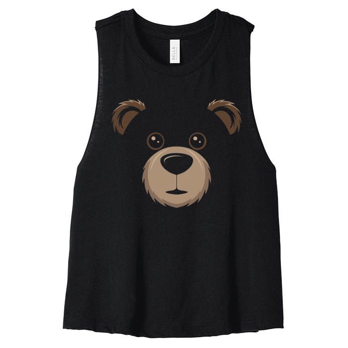 Bear Face Halloween Costume Brown Bear Animal Women's Racerback Cropped Tank