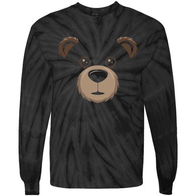 Bear Face Halloween Costume Brown Bear Animal Tie-Dye Long Sleeve Shirt