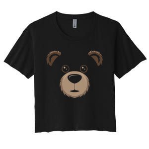 Bear Face Halloween Costume Brown Bear Animal Women's Crop Top Tee