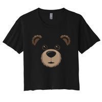 Bear Face Halloween Costume Brown Bear Animal Women's Crop Top Tee