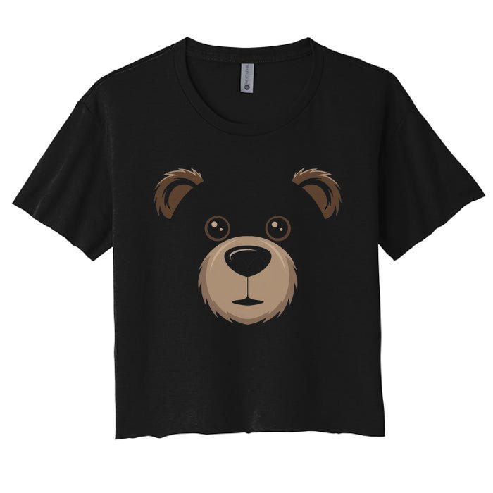 Bear Face Halloween Costume Brown Bear Animal Women's Crop Top Tee