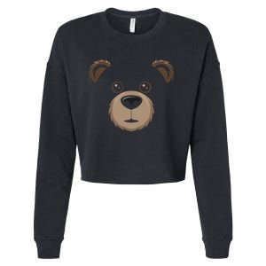 Bear Face Halloween Costume Brown Bear Animal Cropped Pullover Crew