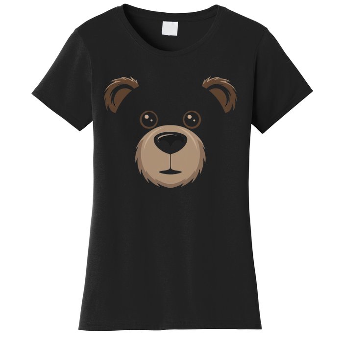 Bear Face Halloween Costume Brown Bear Animal Women's T-Shirt