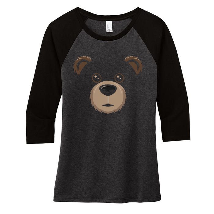 Bear Face Halloween Costume Brown Bear Animal Women's Tri-Blend 3/4-Sleeve Raglan Shirt