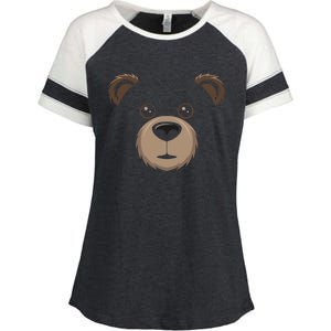 Bear Face Halloween Costume Brown Bear Animal Enza Ladies Jersey Colorblock Tee