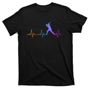 Baseball Fan Heartbeat Pulse Rainbow T-Shirt