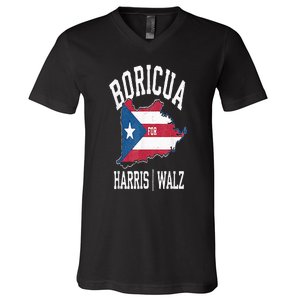 Boricua For Harris Walz 2024 Puerto Ricans For Harris 2024 V-Neck T-Shirt