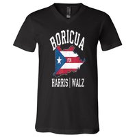 Boricua For Harris Walz 2024 Puerto Ricans For Harris 2024 V-Neck T-Shirt