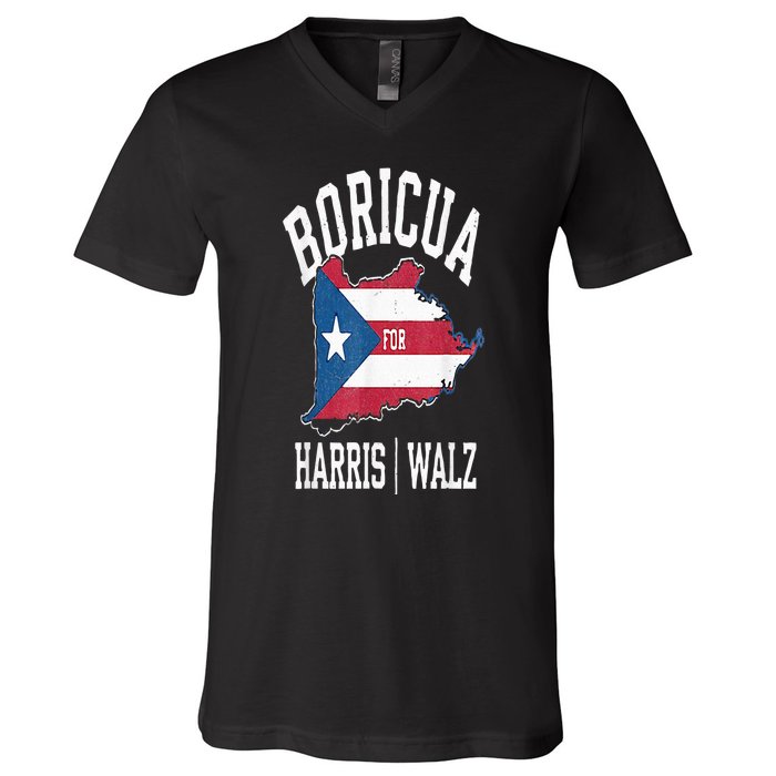 Boricua For Harris Walz 2024 Puerto Ricans For Harris 2024 V-Neck T-Shirt