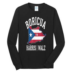 Boricua For Harris Walz 2024 Puerto Ricans For Harris 2024 Tall Long Sleeve T-Shirt