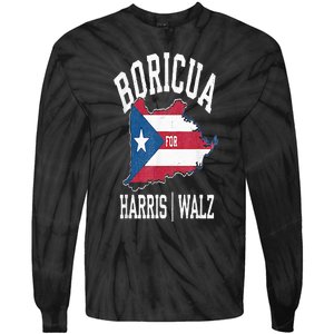 Boricua For Harris Walz 2024 Puerto Ricans For Harris 2024 Tie-Dye Long Sleeve Shirt