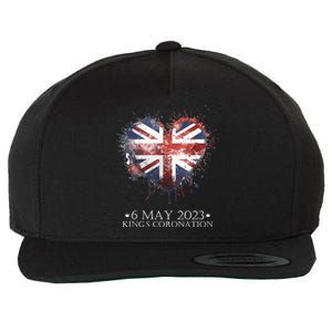 British Flag Heart King's Coronation. Union Jack Charles Wool Snapback Cap