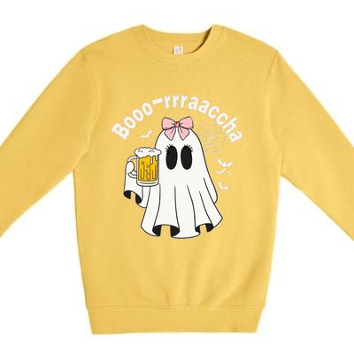 Booracha Funny Halloween Ghost Beer Design Borracha Premium Crewneck Sweatshirt