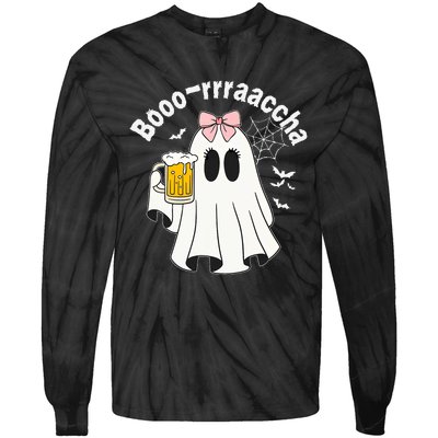 Booracha Funny Halloween Ghost Beer Design Borracha Tie-Dye Long Sleeve Shirt