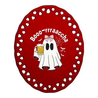 Booracha Funny Halloween Ghost Beer Design Borracha Ceramic Oval Ornament