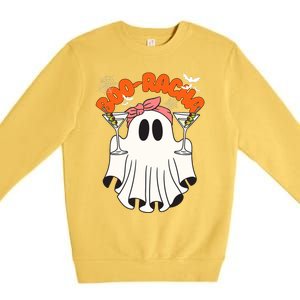 Booracha Funny Halloween Ghost Drinking Margarita Boo Racha Premium Crewneck Sweatshirt