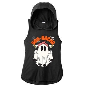 Booracha Funny Halloween Ghost Drinking Margarita Boo Racha Ladies PosiCharge Tri-Blend Wicking Draft Hoodie Tank