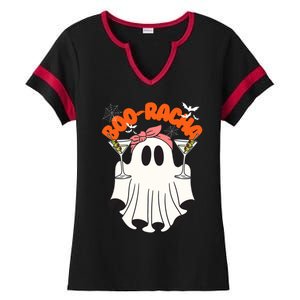 Booracha Funny Halloween Ghost Drinking Margarita Boo Racha Ladies Halftime Notch Neck Tee