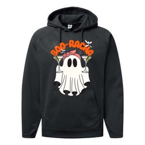 Booracha Funny Halloween Ghost Drinking Margarita Boo Racha Performance Fleece Hoodie