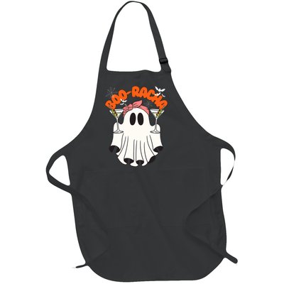 Booracha Funny Halloween Ghost Drinking Margarita Boo Racha Full-Length Apron With Pockets