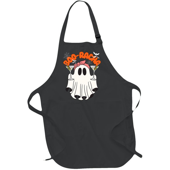 Booracha Funny Halloween Ghost Drinking Margarita Boo Racha Full-Length Apron With Pockets