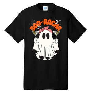 Booracha Funny Halloween Ghost Drinking Margarita Boo Racha Tall T-Shirt