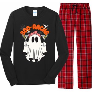 Booracha Funny Halloween Ghost Drinking Margarita Boo Racha Long Sleeve Pajama Set