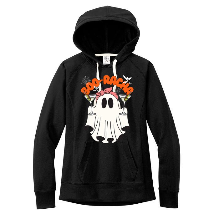 Booracha Funny Halloween Ghost Drinking Margarita Boo Racha Women's Fleece Hoodie