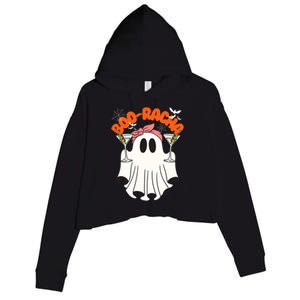 Booracha Funny Halloween Ghost Drinking Margarita Boo Racha Crop Fleece Hoodie