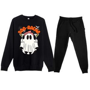 Booracha Funny Halloween Ghost Drinking Margarita Boo Racha Premium Crewneck Sweatsuit Set