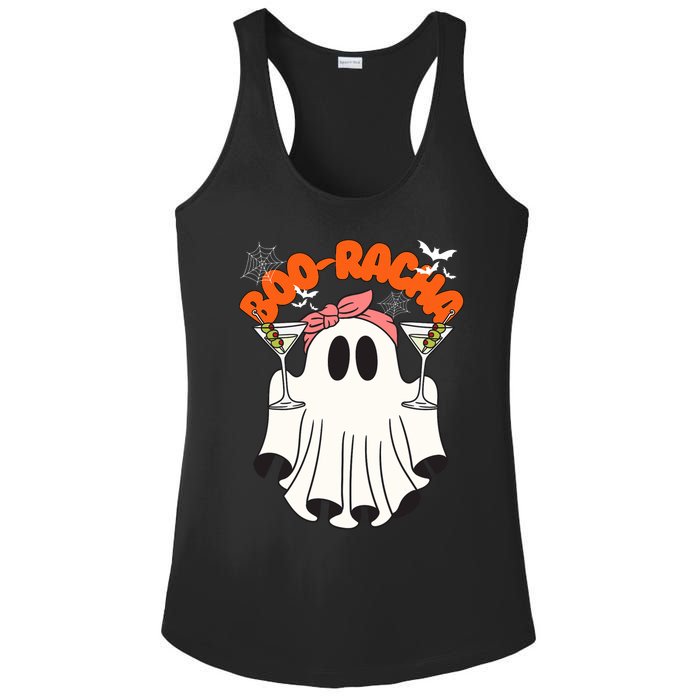 Booracha Funny Halloween Ghost Drinking Margarita Boo Racha Ladies PosiCharge Competitor Racerback Tank