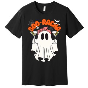 Booracha Funny Halloween Ghost Drinking Margarita Boo Racha Premium T-Shirt