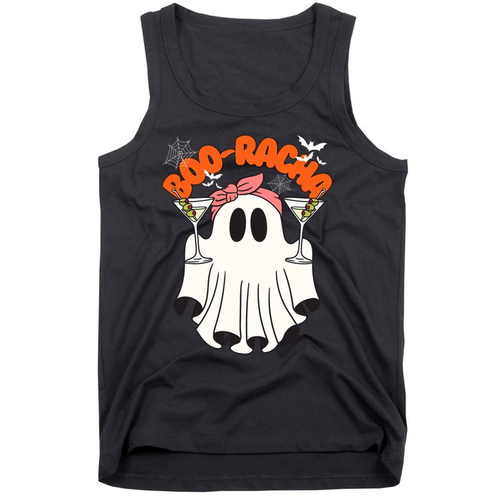 Booracha Funny Halloween Ghost Drinking Margarita Boo Racha Tank Top