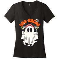 Booracha Funny Halloween Ghost Drinking Margarita Boo Racha Women's V-Neck T-Shirt