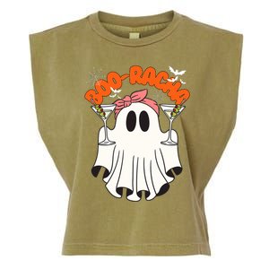 Booracha Funny Halloween Ghost Drinking Margarita Boo Racha Garment-Dyed Women's Muscle Tee