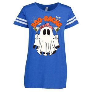 Booracha Funny Halloween Ghost Drinking Margarita Boo Racha Enza Ladies Jersey Football T-Shirt