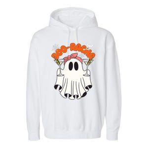 Booracha Funny Halloween Ghost Drinking Margarita Boo Racha Garment-Dyed Fleece Hoodie