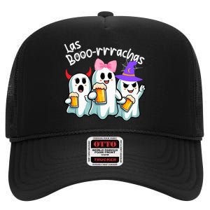 Boorachas Funny Halloween Ghost Drinking Margarita Boo Racha High Crown Mesh Back Trucker Hat