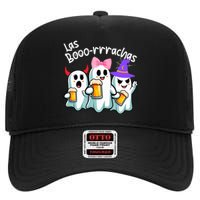 Boorachas Funny Halloween Ghost Drinking Margarita Boo Racha High Crown Mesh Back Trucker Hat