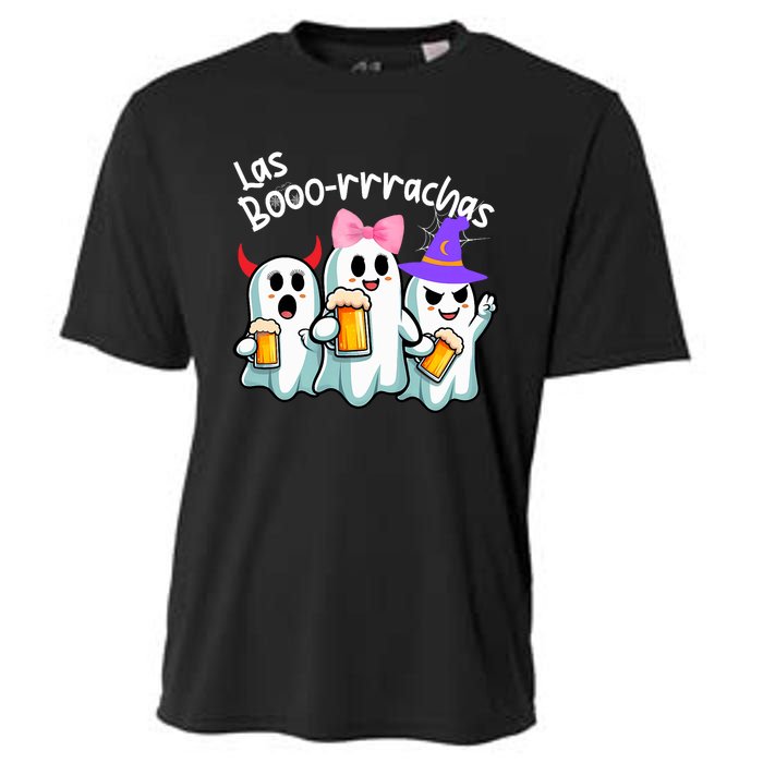 Boorachas Funny Halloween Ghost Drinking Margarita Boo Racha Cooling Performance Crew T-Shirt