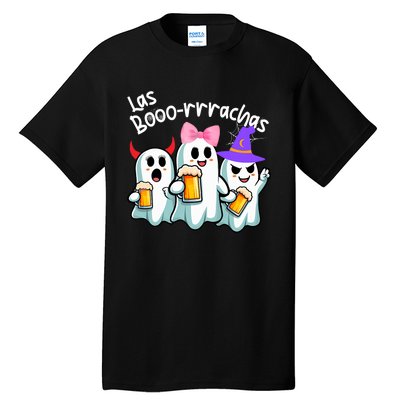 Boorachas Funny Halloween Ghost Drinking Margarita Boo Racha Tall T-Shirt