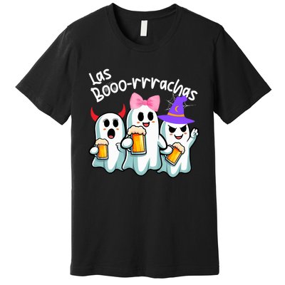 Boorachas Funny Halloween Ghost Drinking Margarita Boo Racha Premium T-Shirt