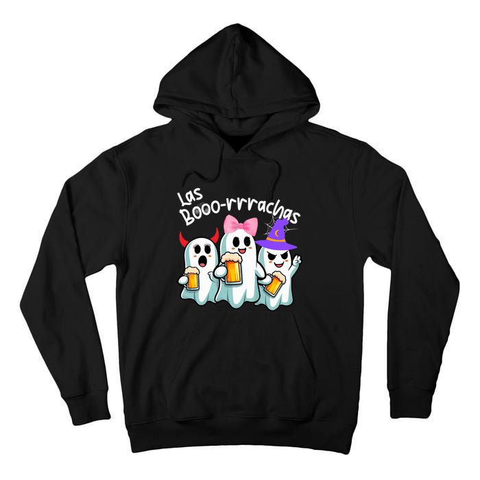 Boorachas Funny Halloween Ghost Drinking Margarita Boo Racha Tall Hoodie