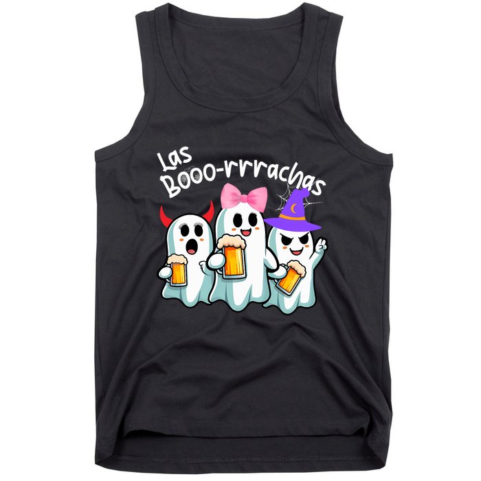 Boorachas Funny Halloween Ghost Drinking Margarita Boo Racha Tank Top