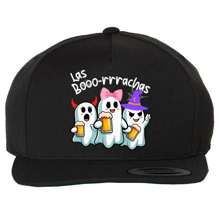 Boorachas Funny Halloween Ghost Drinking Margarita Boo Racha Wool Snapback Cap