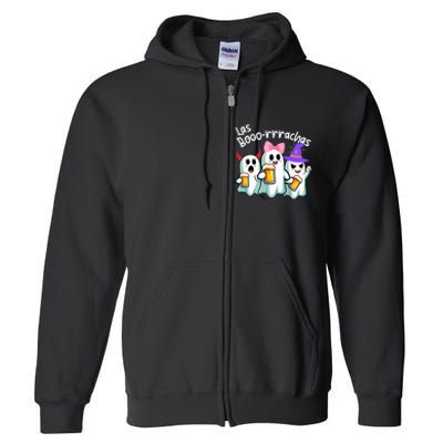 Boorachas Funny Halloween Ghost Drinking Margarita Boo Racha Full Zip Hoodie