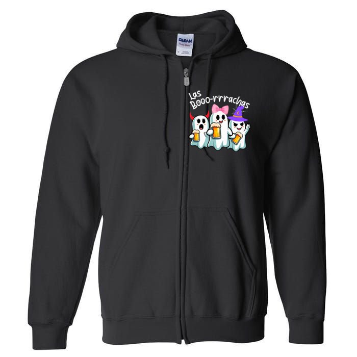 Boorachas Funny Halloween Ghost Drinking Margarita Boo Racha Full Zip Hoodie